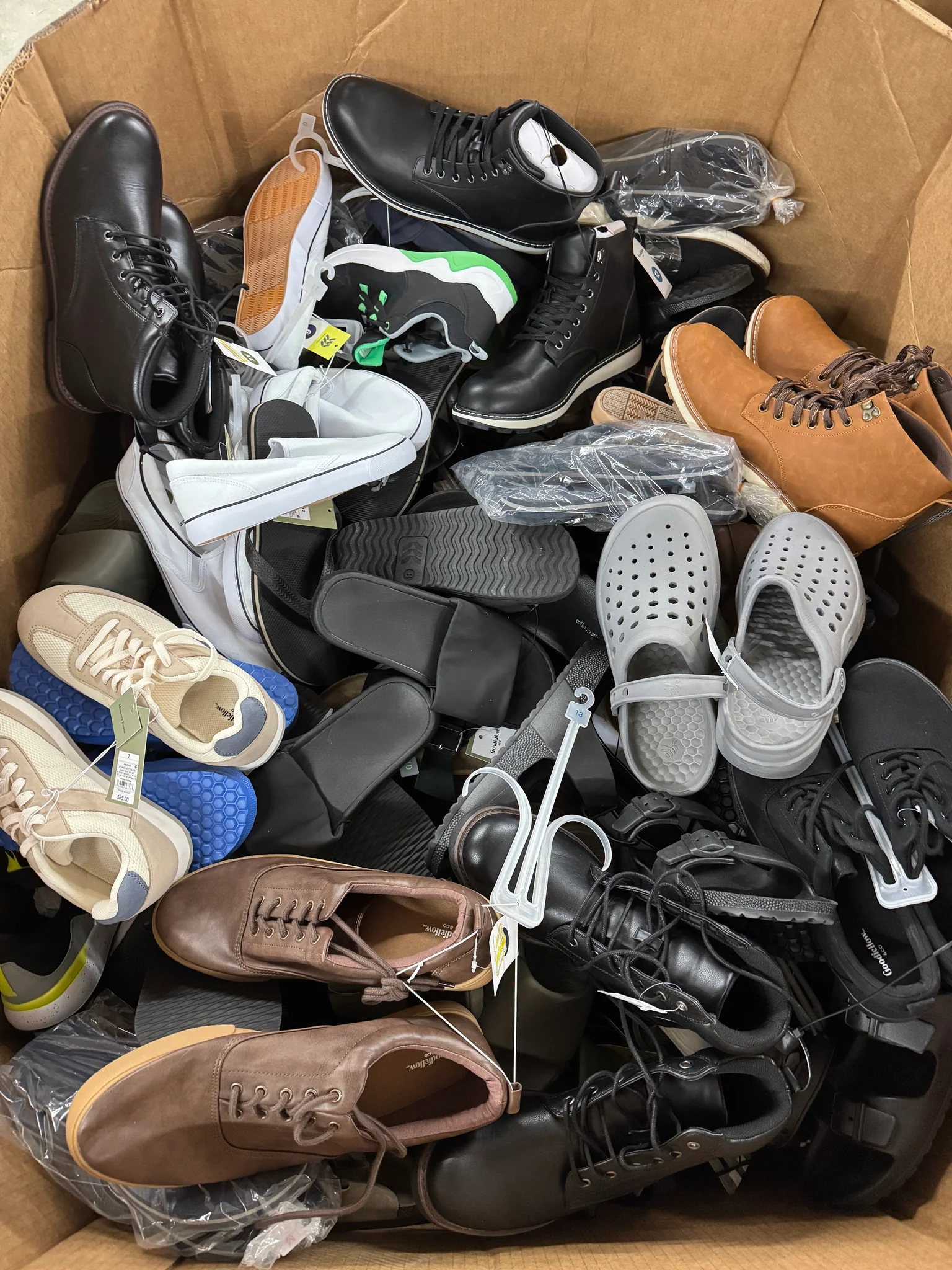 Target Men's Shoes Wholesale Pallet with 200 pairs of brand-new men's sneakers, boots, dress shoes, sandals, and all-season footwear