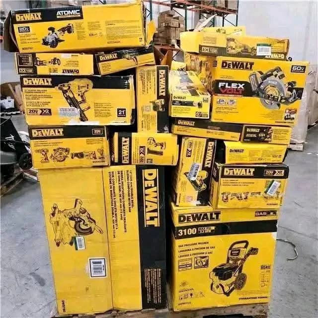 DeWalt Tool Pallet with wholesale cordless drills, impact drivers, circular saws, batteries, chargers, hand tools, and professional power tool liquidation inventory