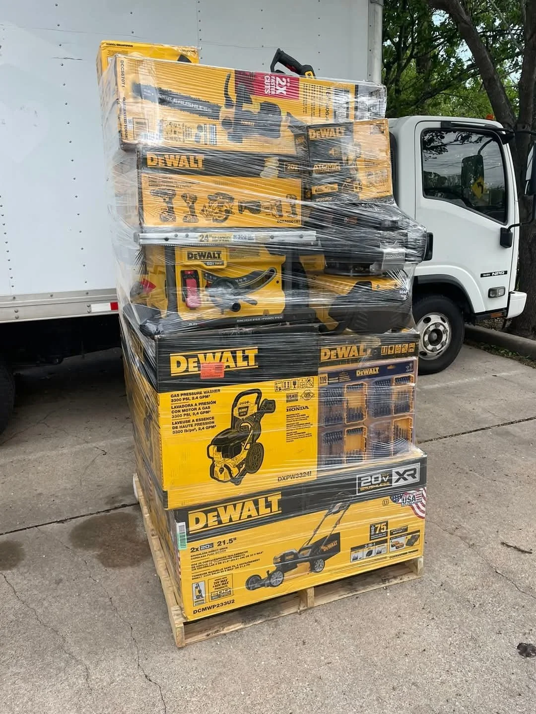 DeWalt Tool Pallet with 60 to 100 brand-new DeWalt power tools, hand tools, batteries, chargers, and accessories