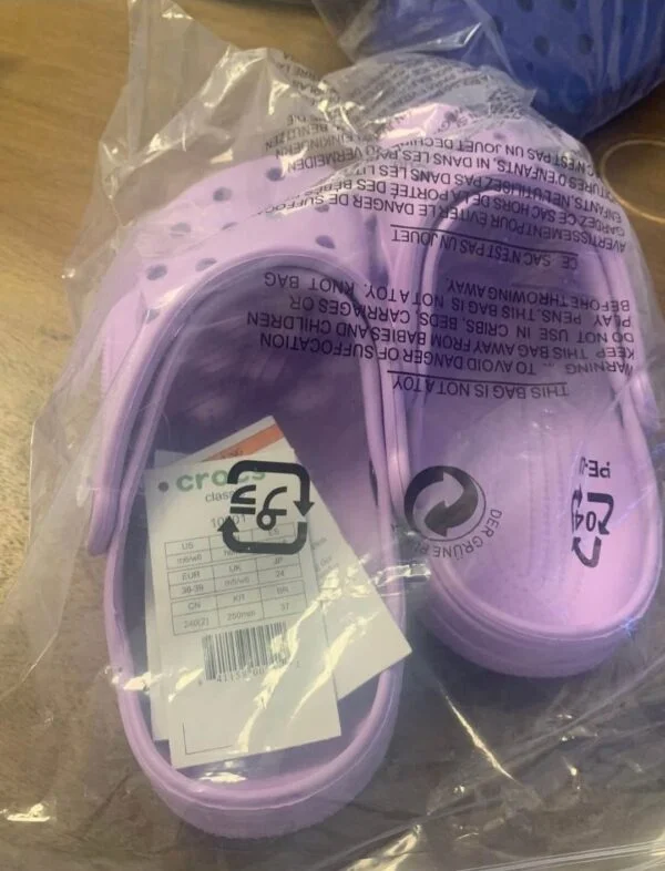 Crocs Pallet with 100 authentic brand-new pairs of Crocs clogs, sandals, slides, boots, and kids' footwear for wholesale resale