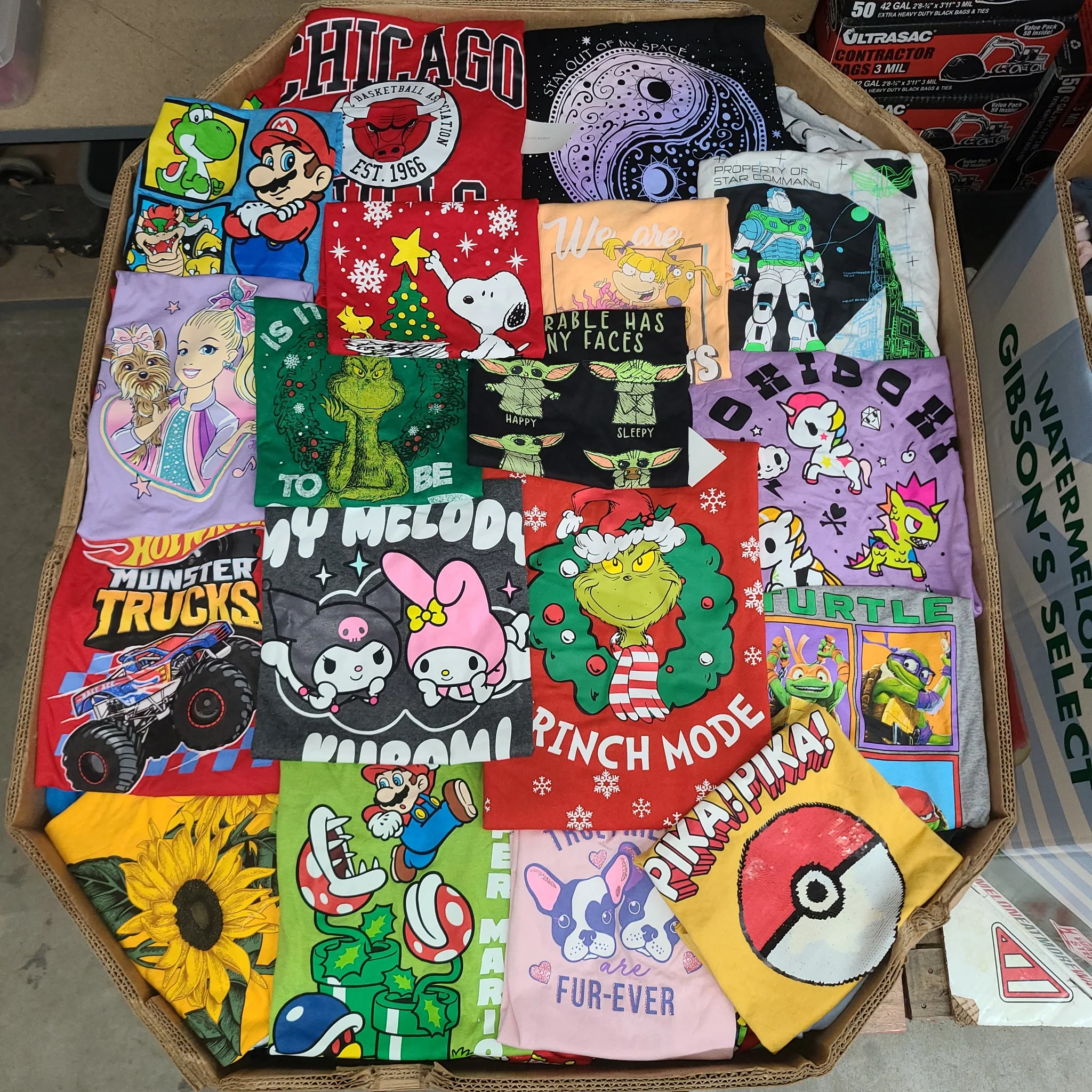 Licensed Graphic Tees Wholesale Lot with 700 brand new graphic T-shirts for resale