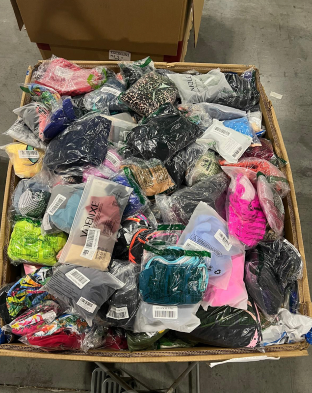 Amazon LPN Apparel Truckload with wholesale men's, women's, children's clothing, individually poly-bagged apparel, and bulk liquidation inventory