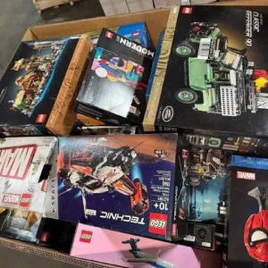 LEGO Pallets sourced from Amazon Return Pallets with mixed construction toys, educational games, and popular toy brands for wholesale resale