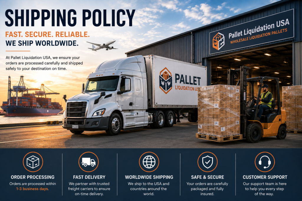 Shipping Policy USA for wholesale liquidation pallets and truckloads