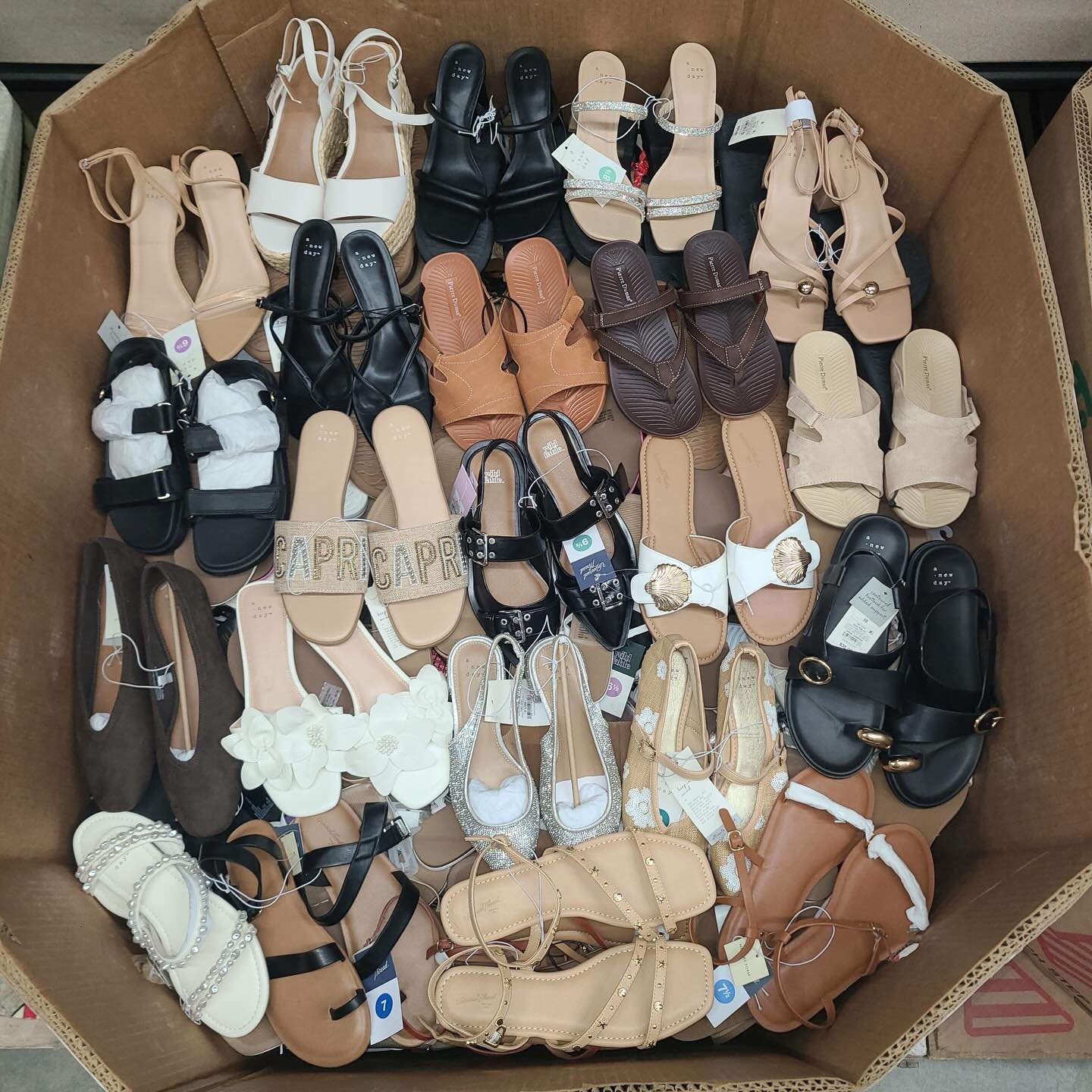 Target Women's Shoes Pallet with 200 pairs of wholesale summer shoes, sneakers, sandals, and casual footwear in mixed sizes and styles