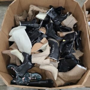 Women's Boots Pallet containing approximately 150 pairs of assorted wholesale women's boots in mixed styles and sizes.