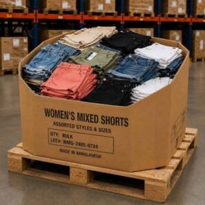 Women's Mixed Shorts Lot with approximately 640 brand-new wholesale fashion shorts in mixed styles, colors, and sizes